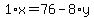 1%2Ax+=+76+-+8%2Ay