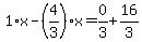 1%2Ax-%284%2F3%29%2Ax=0%2F3%2B16%2F3