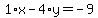 1%2Ax-4%2Ay=-9