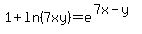 1%2B+ln+%287xy%29+=+e%5E%287x-y%29