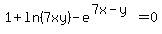 1%2B+ln+%287xy%29+-+e%5E%287x-y%29=0