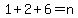 1%2B2%2B6=n