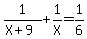 1%2F%28X%2B9%29+%2B+1%2FX+=+1%2F6