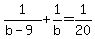 1%2F%28b-9%29+%2B+1%2Fb+=+1%2F20