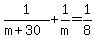 1%2F%28m%2B30%29%2B1%2Fm=1%2F8