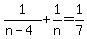 1%2F%28n-4%29%2B1%2Fn=1%2F7