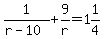 1%2F%28r-10%29%2B9%2Fr=1%261%2F4