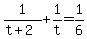1%2F%28t%2B2%29%2B1%2Ft=1%2F6