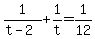 1%2F%28t-2%29%2B1%2Ft=1%2F12