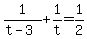 1%2F%28t-3%29%2B1%2Ft=1%2F2