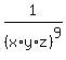 1%2F%28x%2Ay%2Az%29%5E9