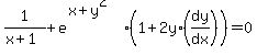 1%2F%28x%2B1%29+%2B+e%5E%28x%2By%5E2%29%2A%281%2B2y%2A%28dy%2Fdx%29%29+=+0