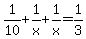 1%2F10%2B1%2Fx%2B1%2Fx=1%2F3