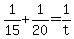 1%2F15%2B1%2F20=1%2Ft