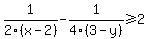 1%2F2%28x-2%29-1%2F4%283-y%29+%3E=+2