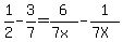 1%2F2+-+3%2F7=+6%2F%287x%29+-+1%2F%287X%29