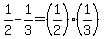 1%2F2-1%2F3=%281%2F2%29%2A%281%2F3%29