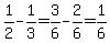 1%2F2-1%2F3=3%2F6-2%2F6=1%2F6