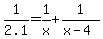 1%2F2.1+=+1%2Fx+%2B+1%2F%28x-4%29