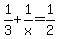 1%2F3+%2B+1%2Fx+=+1%2F2