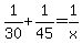 1%2F30%2B1%2F45=1%2Fx