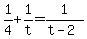 1%2F4%2B1%2Ft=1%2F%28t-2%29