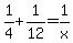 1%2F4+%2B+1%2F12+=+1%2Fx