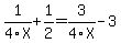 1%2F4X%2B1%2F2=3%2F4X-3