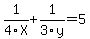 1%2F4X+%2B+1%2F3y+=+5