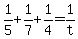 1%2F5+%2B+1%2F7+%2B+1%2F4+=+1%2Ft