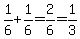 1%2F6%2B1%2F6=2%2F6=1%2F3