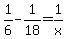 1%2F6+-+1%2F18+=+1%2Fx