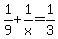1%2F9+%2B+1%2Fx+=+1%2F3