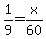 1%2F9+=+x%2F60