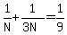 1%2FN+%2B+1%2F%283N%29+=+1%2F9