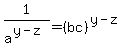 1%2Fa%5E%28y-z%29+=+%28bc%29%5E%28y-z%29