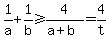 1%2Fa+%2B+1%2Fb+%3E=+4%2F%28a%2Bb%29+=+4%2Ft