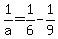 1%2Fa+=+1%2F6+-+1%2F9