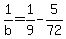 1%2Fb+=+1%2F9+-+5%2F72
