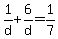 1%2Fd+%2B+6%2Fd+=+1%2F7