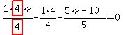 1%2Fhighlight_red%28+4+%29%2Ahighlight_red%28+4+%29%2Ax-1%2F4%2A4-%285%2Ax-10%29%2F5=0