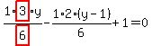 1%2Fhighlight_red%28+6+%29%2Ahighlight_red%28+3+%29%2Ay-1%2F6%2A2%2A%28y-1%29%2B1=0