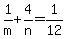 1%2Fm+%2B+4%2Fn+=+1%2F12