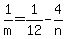 1%2Fm+=+1%2F12+-+4%2Fn