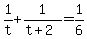 1%2Ft+%2B+1%2F%28t%2B2%29+=+1%2F6