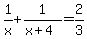 1%2Fx%2B1%2F%28x%2B4%29=2%2F3