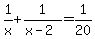 1%2Fx%2B1%2F%28x-2%29=1%2F20