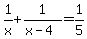1%2Fx%2B1%2F%28x-4%29=1%2F5