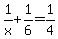 1%2Fx%2B1%2F6=1%2F4