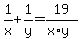1%2Fx%2B1%2Fy=19%2F%28x%2Ay%29